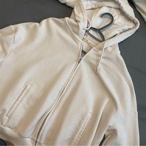 Garage white full zip sweater